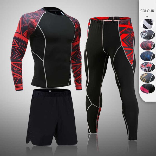 Ensemble de survêtements pour hommes Vêtements pour hommes Running Chemise à manches longues Bodybuilding TShirt Compression Leggings Couche de base Seconde peau Sous-vêtement thermique Z0224