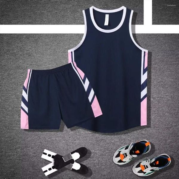 Los trajes de pista masculinos establecen chalecos de entrenamiento y pantalones cortos de entrenamiento de uniforme de juego de manga corta del equipo de manga corta de baloncesto multicolor