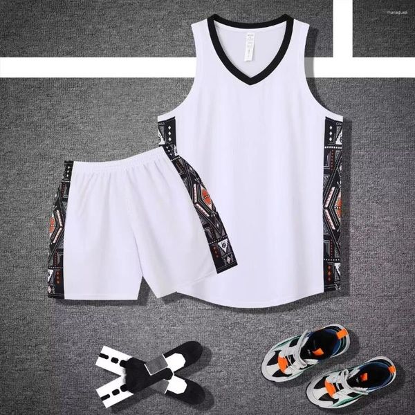 Los trajes de pista masculinos establecen chalecos de entrenamiento y pantalones cortos de entrenamiento de uniforme de juego de manga corta del juego de manga corta de baloncesto.