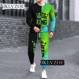 Trainingsanzüge für Herren, 3D-Druck, lange Ärmel, T-Shirt, Hose, O-Ausschnitt, Streetwear, Jogger, Sportbekleidung, 2-teiliger Anzug, Übergröße, modische Kleidung