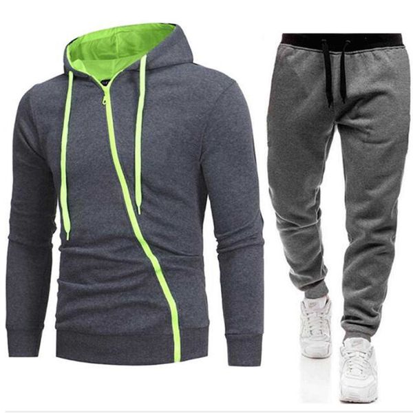 Ensembles de survêtements pour hommes Sweat-shirt décontracté en plein air Sport Zippper Cardigan à capuche Costume à manches longues Survêtement pour hommes g G221011