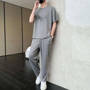 Survêtements pour hommes Ensembles Streetwear Printemps Été Mâle T-shirt Taille Élastique Pantalon Deux Pièces Ensemble De Mode Casual Pull Plus Taille 4XL