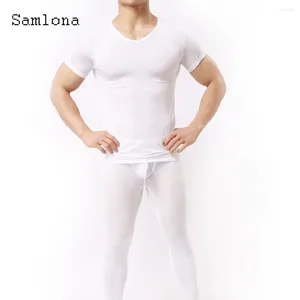 Tracksuits voor heren sexy lingerie tweedelig outfits 2024 erotisch onderhemd met korte mouwen en witte jockstrap broek heren mode mager ondergoed