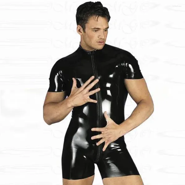 Spares de canciones para hombres Bodysuit de cuero brillante trajes sexy