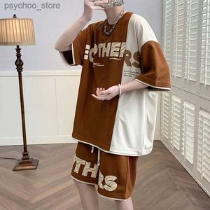 Survêtements pour hommes Ensemble short et haut de jogging marron vêtements de sport pour hommes pari T-shirt pour hommes nouvelle tenue Q240314