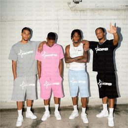 Suisses de survêtement masculines Shorts Streetwear Nofs Y2K 2 pièces Set Mens Hip Hop Lettre imprimé Sweat-shirt surdimensionné