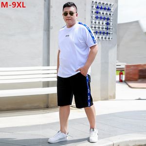 Hombres s Chándales Pantalones cortos Chándal Hombres Conjunto 2 piezas Verano Blanco Tops Camiseta Tallas grandes Camisetas 6XL 7XL 8XL 9XL Deportes masculinos Ropa casual para niños 230224