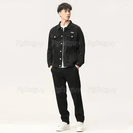 Survêtements pour hommes Simple Lâche 2 Pièces Ensembles Printemps Automne Manches Longues Veste En Denim Et Pantalon Business Casual Couleur Solide Mâle Jeans Costume