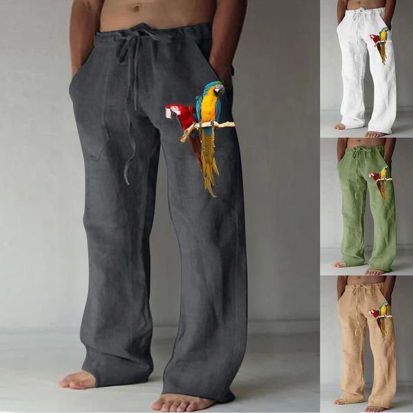 Chándales de hombre Sippers para niños pequeños Calcetín de niño pequeño Moda para hombre Casual Impreso Bolsillo de lino Pantalones con cordones Pantalones de gran tamaño 221122