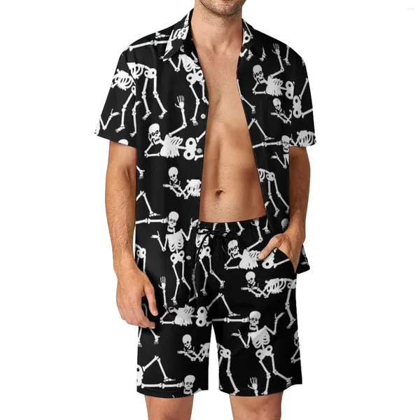 Suits-survêtement masculins squelettes hommes sets spooky halloween shorts décontractés shorts de fitness en plein air ensemble de combinaison esthétique d'été