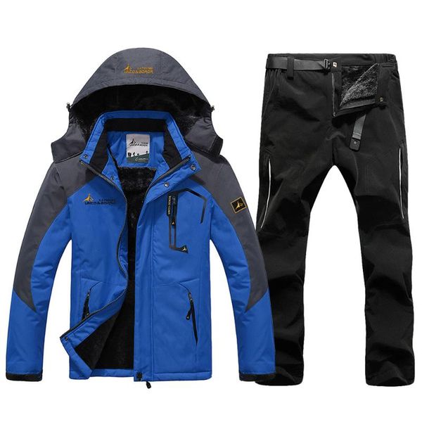 Chándales de los hombres Chaqueta de esquí para hombres Impermeable Fleece Snow Ski Suit Winter Thermal Warm Coat Outdoor Mountain Climbing Snowboard PantsMen