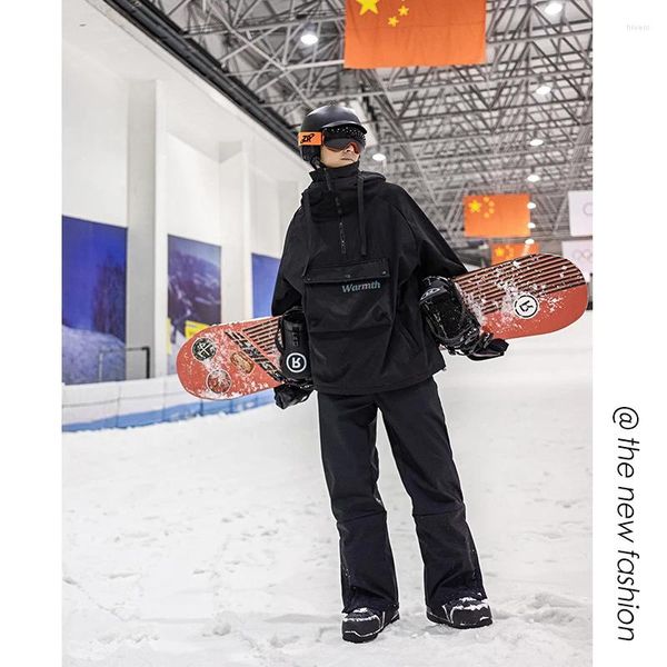 Sombriz de viento para hombres Abrigo de esquí de viento de esquí e invierno al aire libre a prueba de viento a prueba de snowboard con pantalones de nieve unisex
