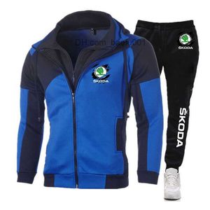Survêtements pour hommes Skoda Imprimé Sweat à capuche + pantalon pour hommes Automne Sportswear Casual Sweat Survêtement Sweat Veste de sport Jogging Set Z230717