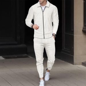 Survêtements pour hommes Slim Fit Costume Deux Pièces Fermeture Éclair Col À Manches Longues Tux Garçons Costumes Veste Ensemble Avec Cravates Mode D'été