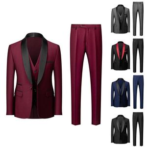 Trainingpakken voor heren Solid Color Fashion Casual Party Just Suit jas Vestbroek Tuxedos Men Dragen Kleding Formele pakken voor