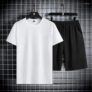 Survêtements pour hommes Couleur unie Costume de sport T-shirt à manches courtes Shorts Mode Ensemble deux pièces
