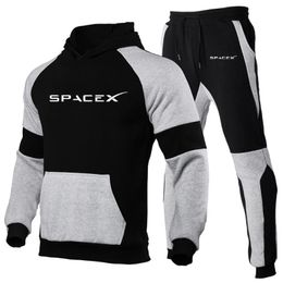 Survêtements pour hommes SpaceX Space X Logo 2022 Hommes Automne Et Hiver Imprimé Casual Sportswear À Capuche Pantalon Deux Pièces Pull CostumesHommes