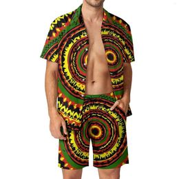 Suisses de survêtement masculines Spirale Tie Dye Shirt Ensembles 3D Impression Men de mode décontractée Shirts Shirts surdimensionnés Shorts de plage Hawaiian costumes d'été