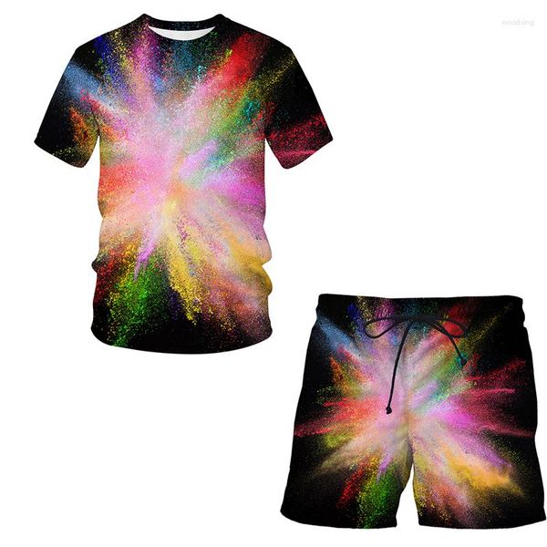 Survêtements pour hommes Splash Tie Dyeing Imprimé Survêtement Printemps Été 3D T Shirt Shorts Set Plus La Taille Femmes Hommes Vêtements Costume