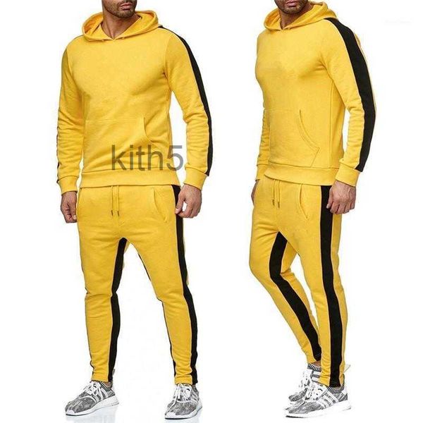 Survêtements pour hommes Costume de sport Veste et pantalon avec poches Patchwork Noir Jaune Cosplay Blanc Rouge Automne Hiver Série VAZ4