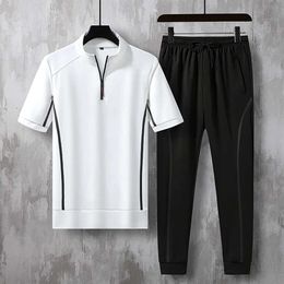 Survêtements pour hommes Vêtements de sport Vêtements d'été Printemps Hommes 3 pièces Ensembles Costumes de sport T-shirt à manches courtes Shorts Survêtement Pantalon de survêtement pour hommes 230413