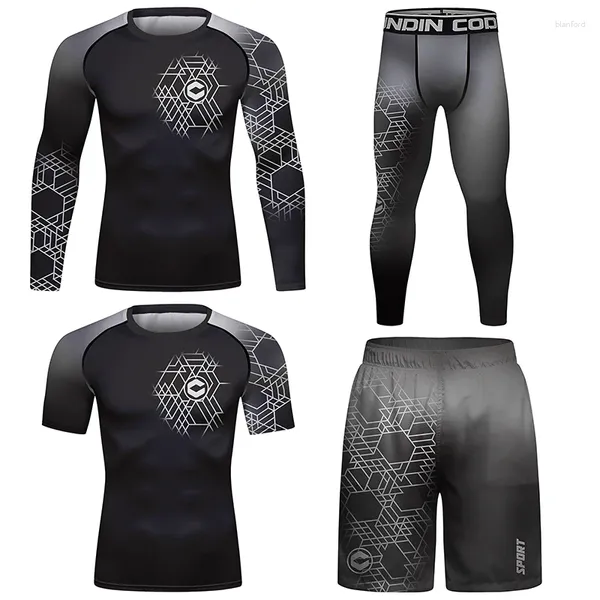 Survêtements pour hommes Sportswear Cody Lundin Compétition de compression MMA Rashguard T-shirt Muay Thai Shorts 4pcs / ensembles Formation Combat Wear pour