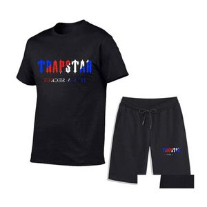 Chándales de los hombres Ropa deportiva Diseñador de moda Camisa de verano para hombre 2022 Trapstar Impreso de dos piezas Camiseta de marca Camiseta de manga corta de algodón Dhpmy