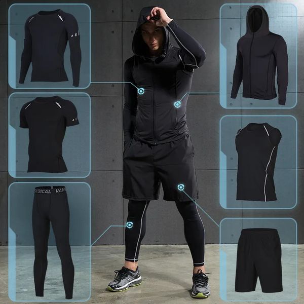 Chándales para hombres Ropa deportiva Gimnasio Fitness Chándal Conjuntos para correr para hombres Ropa interior de baloncesto de compresión Medias Trajes deportivos para correr Ropa Dry Fit 231116