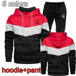 Survêtements pour hommes Ensemble de vêtements de sport Tendance Sweat à capuche trois couleurs 2 pièces Sweat à capuche Pantalon de sport Jogging