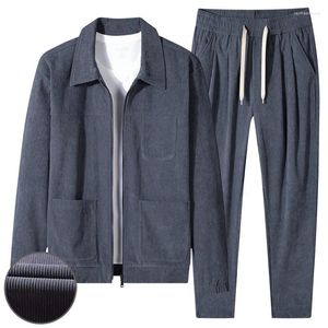 Survêtements pour hommes printemps et automne velours côtelé ensemble à capuche pour hommes sportsuit 2024 sweats à capuche survêtement vêtements de sport costumes