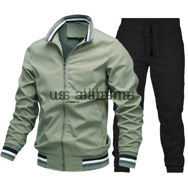 Survêtements pour hommes Printemps et automne Mode Nouvelle veste pour hommes Pantalon décontracté Costume Baseball Col montant Coupe-vent Jack Costume de sport de haute qualité x0907