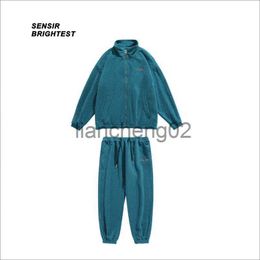 Men's Tracksuits Spring and Autumn New Fleece Knitted Coat Men's Loose Couple Suit Versatile High Street Style J230810