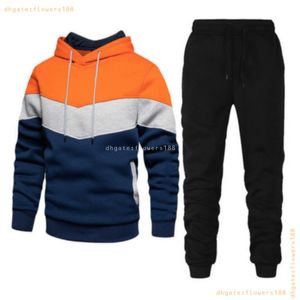 Survêtements pour hommes Printemps et automne Costume de sport Patchwork pour hommes Veste décontractée à manches longues Pull à capuche Sweat-shirt Pantalon Ensemble