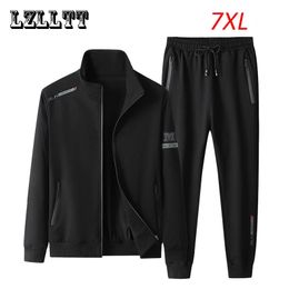 Survêtements pour hommes Printemps Automne Hommes Casual Sports Joggers 2 Pièces Survêtements Ensembles Hommes Sportswear Prints Costumes Pantalons de Survêtement Veste Mâle Grande Taille 7XL 231117