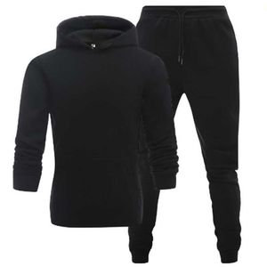 Trainingspakken voor heren Spring Nieuwe Casual Sets Merk Solid Hoodie Pants Twopieces Tracksuit Sportswear Hoodies Set Set Pak Male G221010
