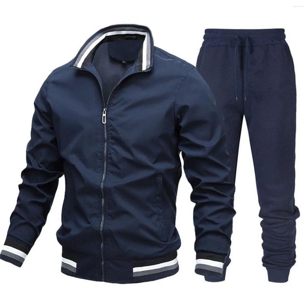 Chándales para hombre, abrigo y pantalones informales con cremallera de Color sólido, ropa deportiva, conjunto de chaleco para hombre, trajes para hombre, Suite de 3 piezas