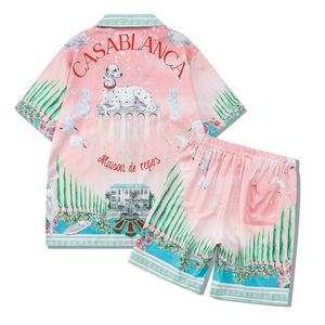 Trainingspakken voor heren Ss Casablanca Garden Villa Heren Dames Korte set T Shrt Hawaii Strand Hip Hop Shirt Shorts Paar pak Casa Y2k 230713