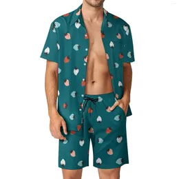 Survêtements pour hommes Fraise Coloré Hommes Ensembles Fruits Mode Chemise Casual Ensemble Manches Courtes Motif Shorts Costume De Vacances D'été Grande Taille