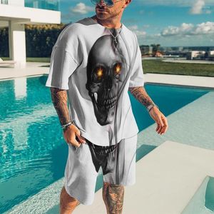 Tracksuits Street Men voor heren 3D Printing grote hiphop schedel T-shirt Punk Suit aangepaste textuurjas roman