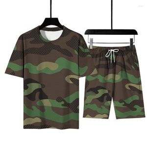 Survêtements pour hommes Vêtements de style de rue T-shirts / Ensembles Camouflage Sportswear Militaire Extérieur Surdimensionné