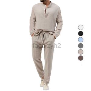 Tracksuits voor heren streetwear herfst nieuw product heren solide kleur casual t-shirt lange mouwen shirt lange broek set trendy mode set