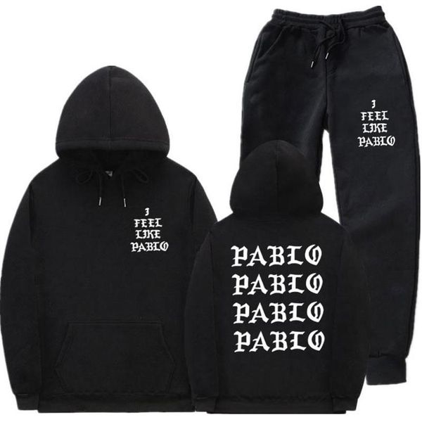 Chándales para hombres Ropa de calle Me siento como Pablo Sudadera con capucha Conjunto Chándal Hombres Ropa deportiva térmica Conjuntos Sudaderas con capucha y pantalones Casual Sweat254e