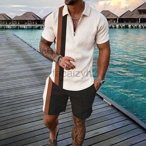 Parcours masculin Streetwear Fashion Men's Fashion Casual Set 3D Polo à manches à manches courtes à manches courtes