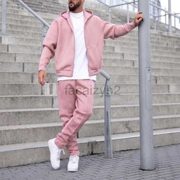 Suelas de rastreo para hombres STREETWear New Outumn and Winter Rosa con capucha con capucha y pantalones versátil conjunto de ropa para hombres calientes