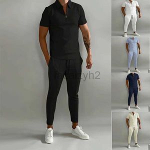 Parcours masculin Streetwear Summer Men's Slim Fit Short à manches Pantalons décontractés Sports Fashion Set