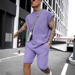Parcours masculins Streetwear Summer New Men's Sports Leisure Daily Trend Loose Short Shirts Short Suit Fashion Set H695