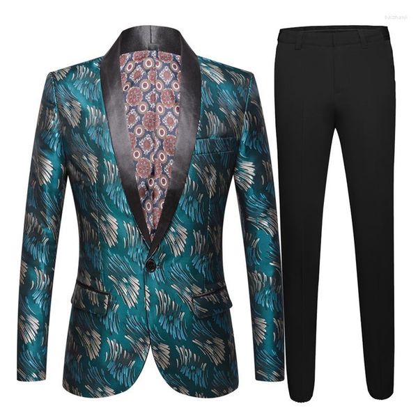 Vestes de survêtement masculines Jacket Spring and Automne Vintage Jacquard Design Abède Tuxedo mariage Fête Forme Casual