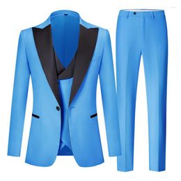 Ensemble de survêtements pour hommes printemps et automne couleur unie affaires Mature Simple Gentleman mode décontracté grande taille