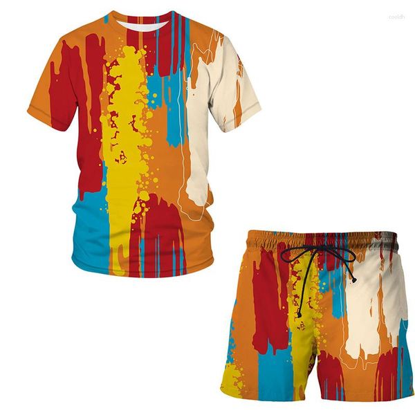 Survêtements pour hommes été 2023 3D impression costume motif t-shirt à manches courtes Shorts décontracté és hommes/femmes Streetwear Art peinture vêtements hauts