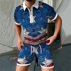 Survêtements d'été pour hommes 3D numérique imprimé chemise à manches courtes et shorts costume de sport décontracté brocart smoking tenue d'affaires pour hommes